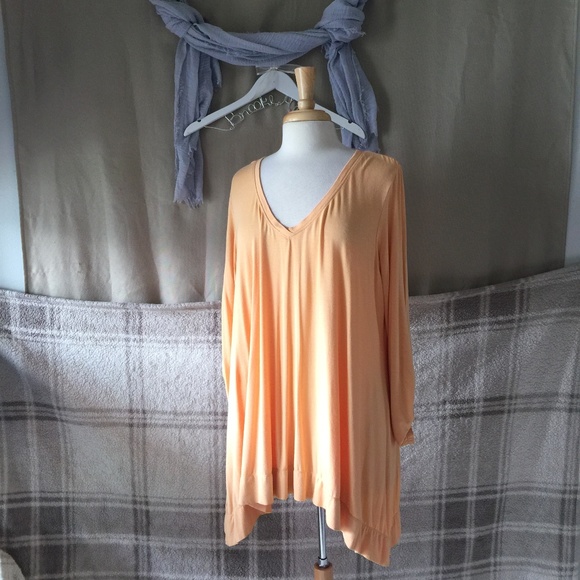 Nurture Tops - FINAL$ NURTURE ORANGE LONG SLV VISCOSE V NECK TOP